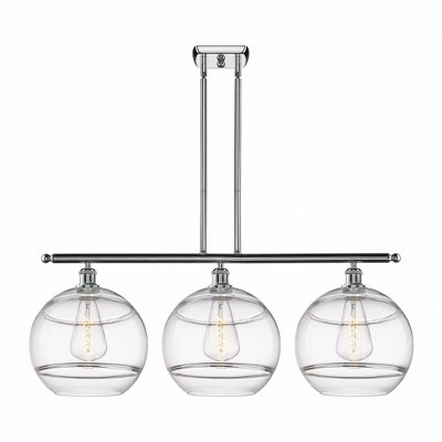 Rochester - 3 Light Stem Hung Island In Industrial Style-13.88 Inches Tall and 38.5 Inches Wide