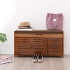 Shoe Bench, Entryway Shoe Cabinet, Bamboo Shoe Rack with Hidden Storage and Upholstery (Large Capacity) - 3 of 4