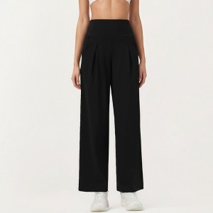 Anna-Kaci Active Women's High Waist Pleated Wide Leg Sweatpants with Smooth Stretch Fabric and Relaxed Silhouette - 1 of 4