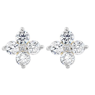 Pompeii3 1/2 Ct T.W. Round Diamond Star Studs Women's Yellow Gold Earrings Lab Created
