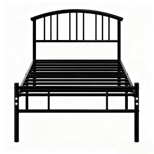 VECELO Queen/Full/Twin Bed Frame with Arched Headboard, Metal Platform Bed Frame with Underbed Storage Space, Black/White/Gold - 1 of 4