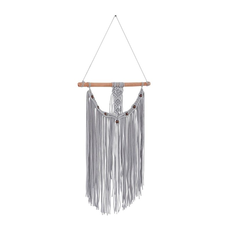 44&#34; x 20&#34; Cotton Macrame Intricately Weaved Wall Decor with Beaded Fringe Tassels Gray - Olivia &#38; May, 5 of 6