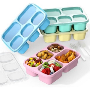 4 Pack Bento Box Adult Lunch Box, 5-Compartment Meal Prep - 1 of 4