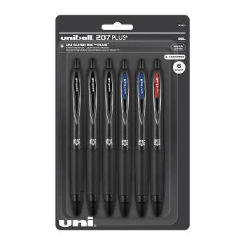 uniball 6pk 207 Plus+ Gel Pen 0.7mm Medium Point Multicolored Ink