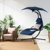 Costway Costway Patio Hanging Lounge Chaise Hammock Chair Removable Canopy Grey/Navy/Turquoise - 2 of 4