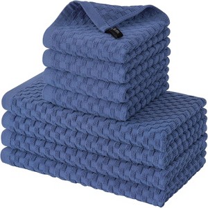 8-Pack Cotton Kitchen Towels and Dishcloths Set, Super Soft and Absorbent Terry Cloth, Quick Drying - 1 of 4