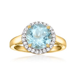 Ross-Simons 3.50 Carat Sky Blue Topaz Ring With .25 ct. t.w. Lab-Grown Diamonds in 18kt Gold Over Sterling - 1 of 4