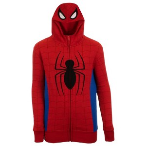 Marvel Spider-Man Boys Long Sleeve Zip-Up Graphic Sweatshirt Hoodie - Red, 14/16 - 1 of 4