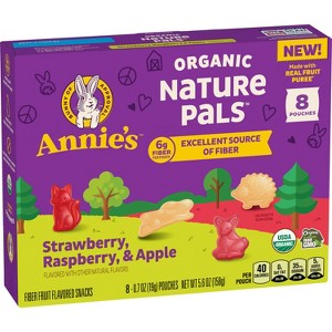 Annie's Nature Pals Strawberry Raspberry Apple Fruit Snacks Box