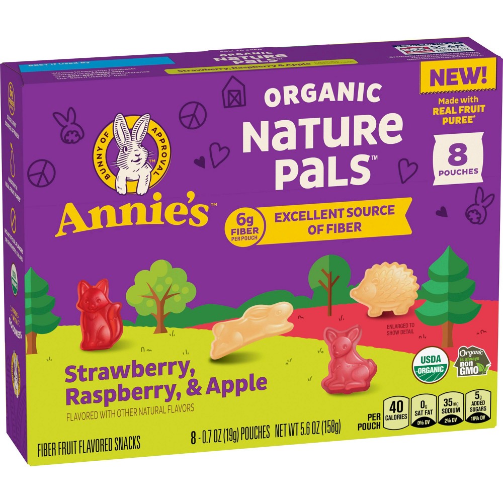 Annie's Nature Pals Strawberry Raspberry Apple Fruit Snacks Box - 5.6oz/8ct