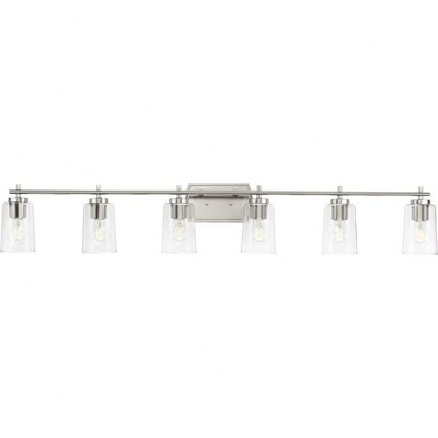 Progress Lighting Adley 6-Light Vanity Light, Brushed Nickel, Clear Glass Shades