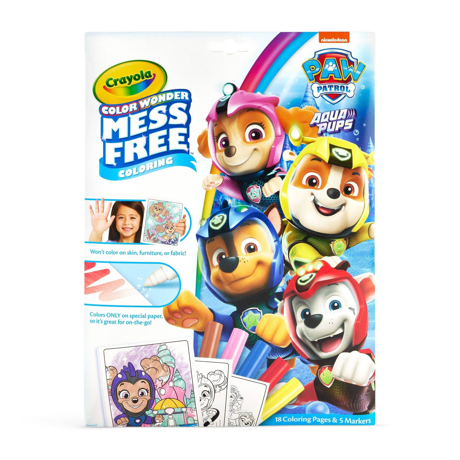 Crayola Color Wonder PAW Patrol Coloring Pages Set: Mess Free, 18 Pages, Shapes & Colors, Creative Thinking, Ages 3+