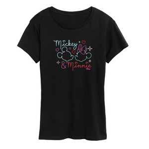 Women's - Disney - Mickey and Minnie Mouse Hearts Short Sleeve Graphic T-Shirt - 1 of 4