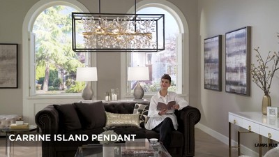 Elysian Black Crystal 46" Linear Pendant Chandelier with Golden Accents