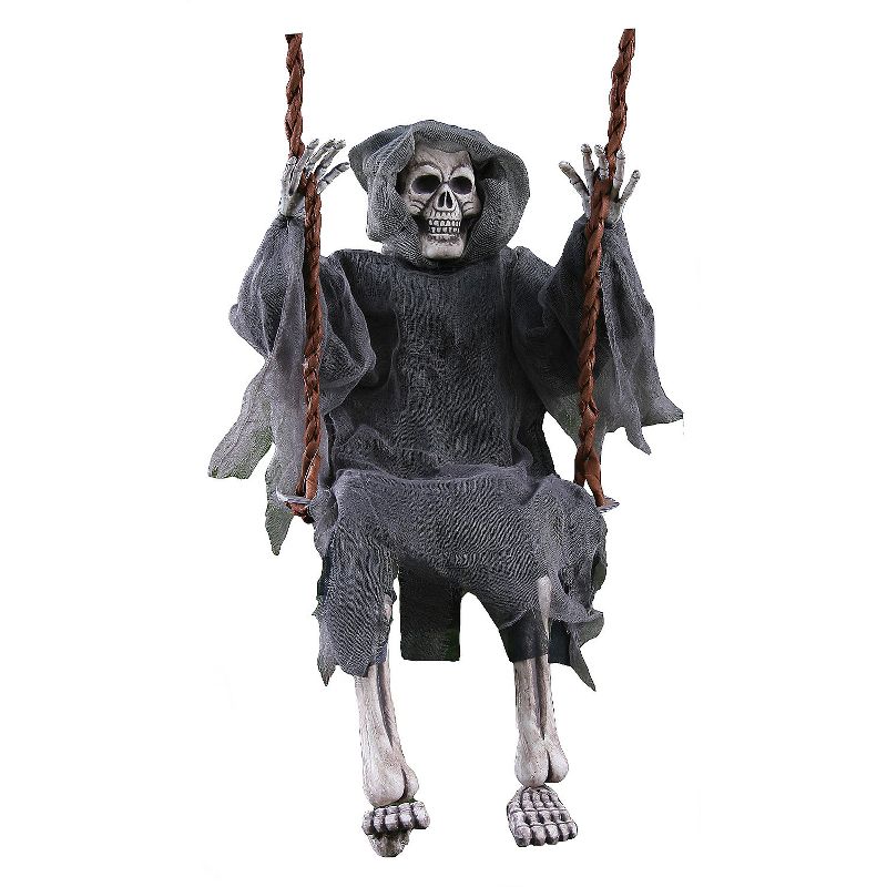 Fun World Reaper On Swing Prop Halloween Decoration - 36 in - Gray, 4 of 5