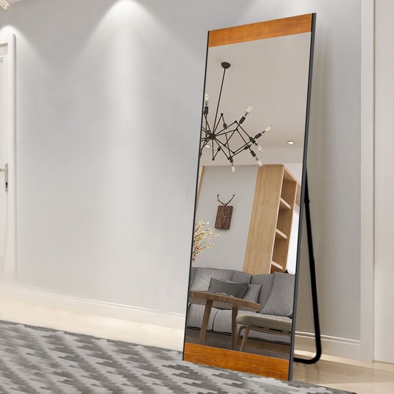 Gita Modern and Contemporary Full Length Mirror, 64"x 21" Framhouse Wood Mirror with Stand - The Pop Home, 3 of 8