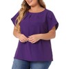 Agnes Orinda Women's Plus Size Elegant Pleated Petal Tulip Short Sleeve Office Work Summer Blouses - 2 of 4