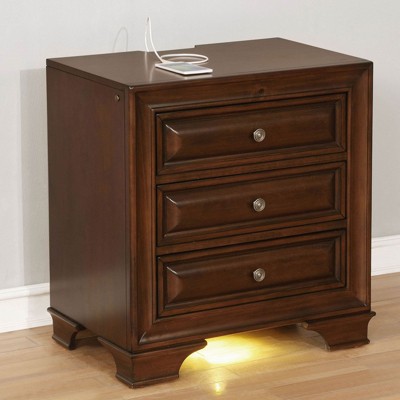 NicBex 17 inch Nightstand with 3 Drawers,Wooden Side Table with USB Socket,Modern Bedside Table for Bedroom,Living Room,Brown/Gray