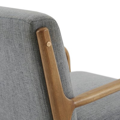 Mid-Century Elmwood Frame Accent Chair in Textured Gray