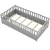 NicBex Twin Size Wood Montessori Bed with Super High Security Barrier,Floor Bed with Door and Support Slat,Modern Toddler Bed for Bedroom,Grey - 4 of 4