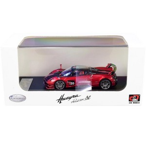 Pagani Huayra Roadster BC Red Metallic and Carbon with Red and White Stripes 1/64 Diecast Model Car by LCD Models - 1 of 3