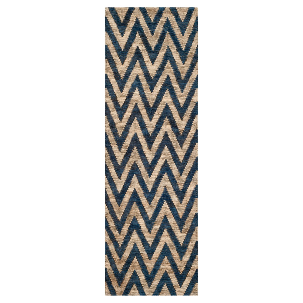 Blue/Natural Abstract Knotted Runner - (2'6inx6') - Safavieh