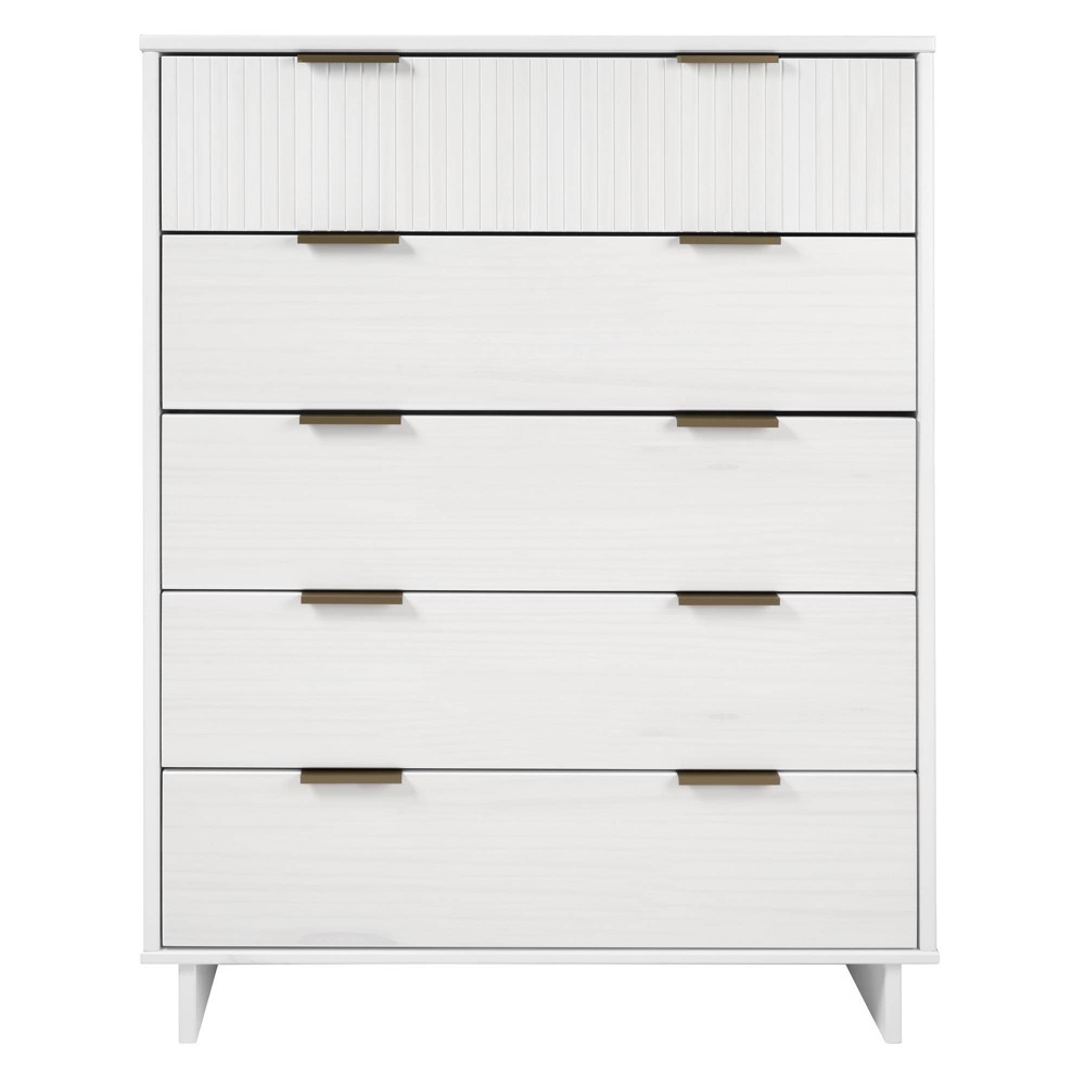 Photos - Dresser / Chests of Drawers Manhattan Comfort Tall Granville Modern 5 Drawer Dresser White: Vertical Storage, Painted Wood Finish, Includes Anti-Tip Har