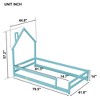 homfan Pine Wood Floor Bed Frame with House Shaped Headboard Full-Length Guardrails Twin Size for Toddler Kids Girls Boys - 2 of 4