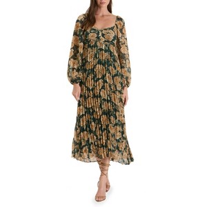 August Sky Women's Long Sleeves Plisse Floral Midi Dress - 1 of 4