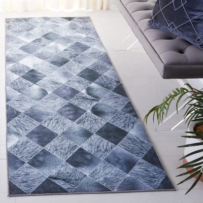 Gray Faux Hide Non-Slip Washable Rug, 30" x 7"