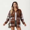Anna-Kaci Women’s Plaid Button Front Shirt Jacket with Soft Corduroy Contrast Long Sleeves Chest Pocket Detail - 2 of 4