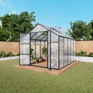 Gulches 8x10FT Walk in Polycarbonate Greenhouse Heavy Duty Aluminum Frame Drainage System All Season Garden Backyard - 1 of 4