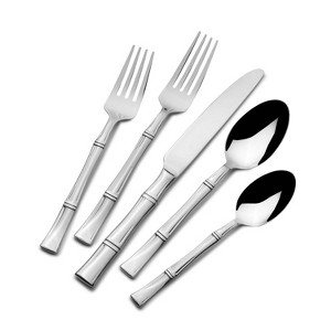 Gourmet Basics by Mikasa 20pc Bamboo Flatware Set: 18/0 Stainless Steel, Dishwasher-Safe, Service for 4, Traditional Style - 1 of 4