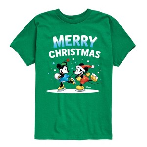 Boys' - Disney - Mickey And Minnie Merry Christmas Ice Skating Short Sleeve Graphic T-Shirt - 1 of 4