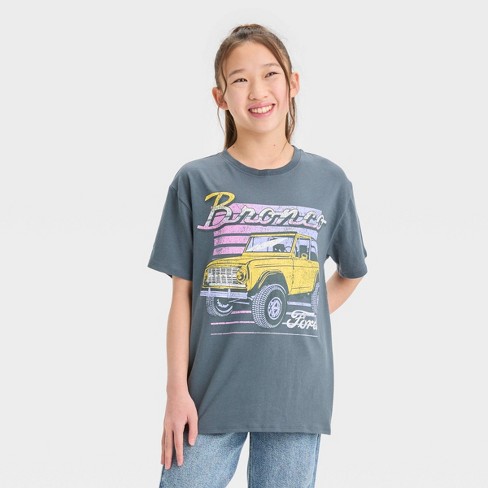 Girls' Short Sleeve 'ford Bronco' Oversized Graphic T-shirt - Art Class™  Gray M : Target