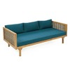 67.75" Patio Sofa, 3 Seater Outdoor Sofa with Rattan Arms, Acacia Wood Daybed with Water-Resistant Cushions -Christopher Knight Home - 2 of 4