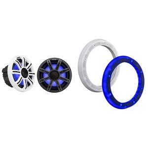 Kicker 51MSC84 8" LED Premium Marine Speakers & 51KLSR88 - 8.8-Inch to 8-Inch LED Adapter Rings Bundle - 1 of 4