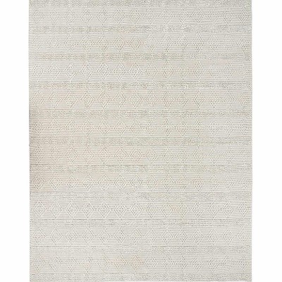 Handmade White Wool and Polyester Rectangular Area Rug 5' x 7'