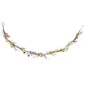 The Lakeside Collection Spring Wildflower Lighted LED Candle with Ring Garland and Wreath - Garland - 1 of 3