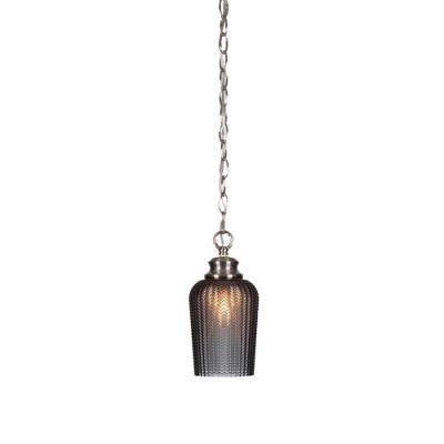 Toltec Lighting Cordova 1 - Light Pendant in  Brushed Nickel with 5" Smoke Textured Shade