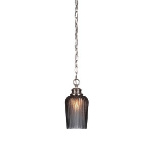 Toltec Lighting Cordova 1 - Light Pendant in  Brushed Nickel with 5" Smoke Textured Shade - 1 of 1