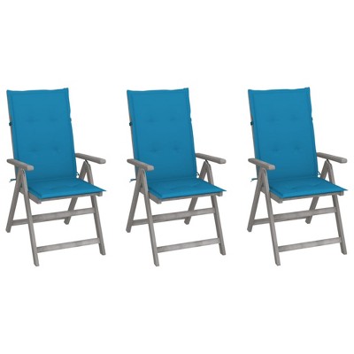 vidaXL Garden Chair Set of 3 Grey wash Solid Acacia wood Standard