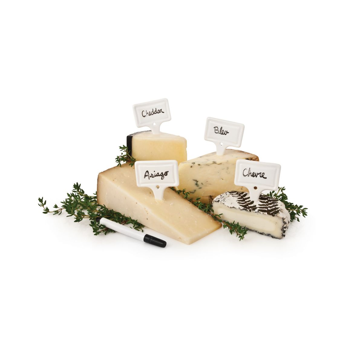 True Tag Ceramic Cheese Board Labels Markers, Charcuterie Accessories, Hosting Essentials for Birthday, Wedding, Anniversary, Wine Parties, Set of 4