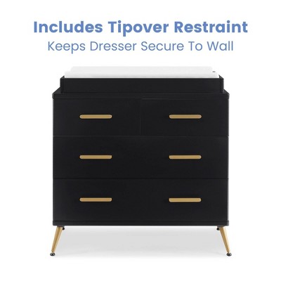 Black Ebony Bronze 4-Drawer Dresser with Changing Top