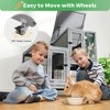Sandinrayli Rabbit Hutch with Wire Bottom, 2-Level Large Wooden Bunny Cage on Wheels Indoor Outdoor, Grey - 4 of 4