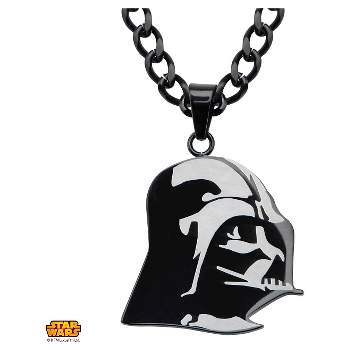 Men's Star Wars Darth Vader Stainless Steel Stainless Steel Pendant Ion Plated - Black (22")