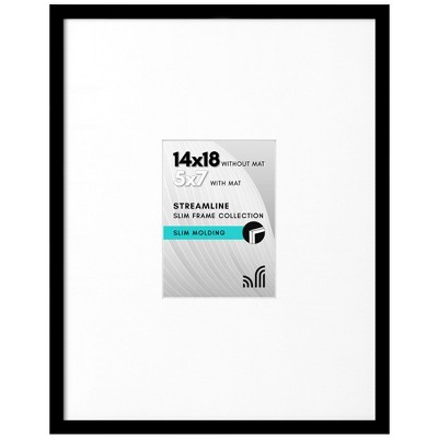 Americanflat 14x18 Picture Frame with Polished Plexiglass - Use as 5x7 Frame with Mat or Display 14x18 Photo Without Mat - Black