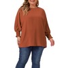 Agnes Orinda Women's Plus Size Chiffon Crew Neck Batwing Ruffle Long Sleeve Casual Blouses - 2 of 4