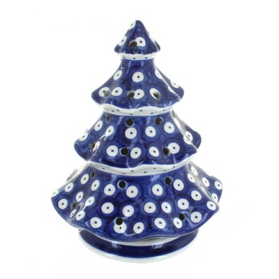 Blue Rose Polish Pottery Dots Tree Luminary