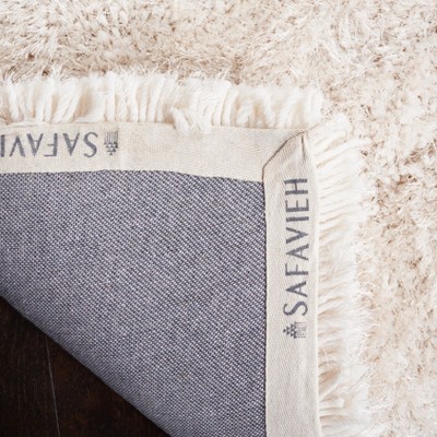 Bone 6' Square Hand-Tufted Shag Area Rug